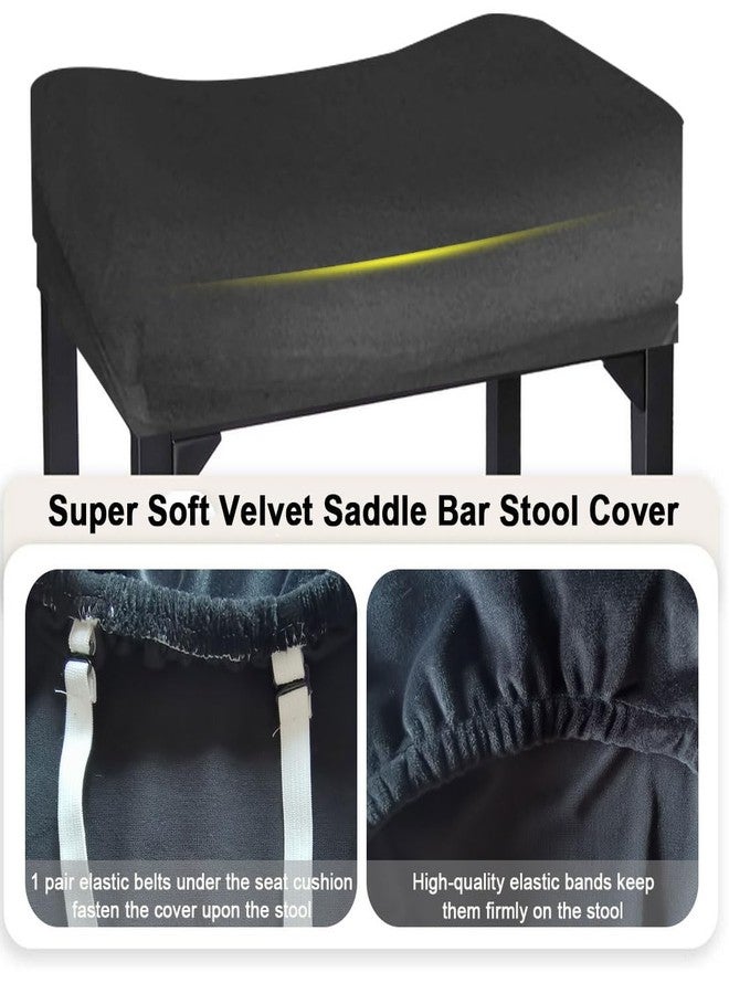Levoberg Bar Stool Cover Rectangle Velvet Stretch Counter Height Barstool Slipcovers Rectangular Kitchen Counter Saddle Stool Cover Vanity Stool Cover for Wooden Metal Bench 2 PCAK - Image 5
